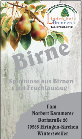 Spirituose „Birne“ mit Fruchtauszug